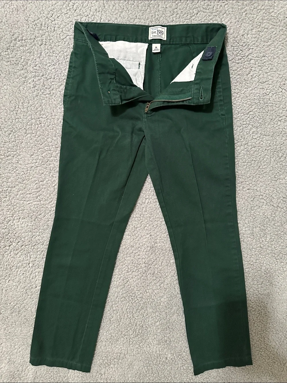 The Children’s Place Boys Green Chino Pants Size 8 Straight Leg Adjustable Waist